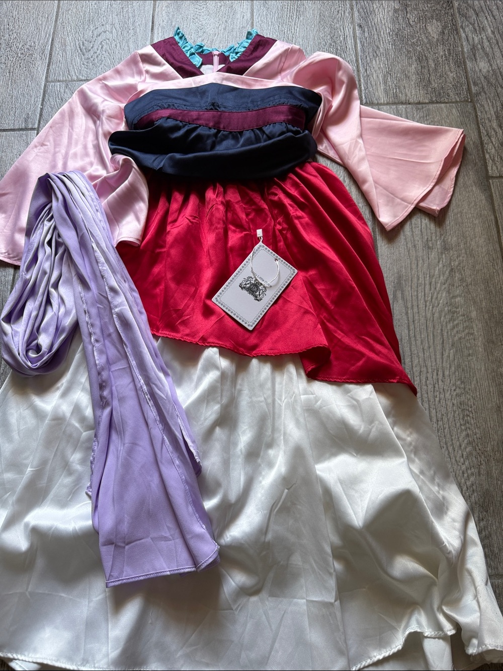 GUC Only Little Once -Disney’s Mulan Satin Layered Dress with Lilac Sash - Picture 2 of 10
